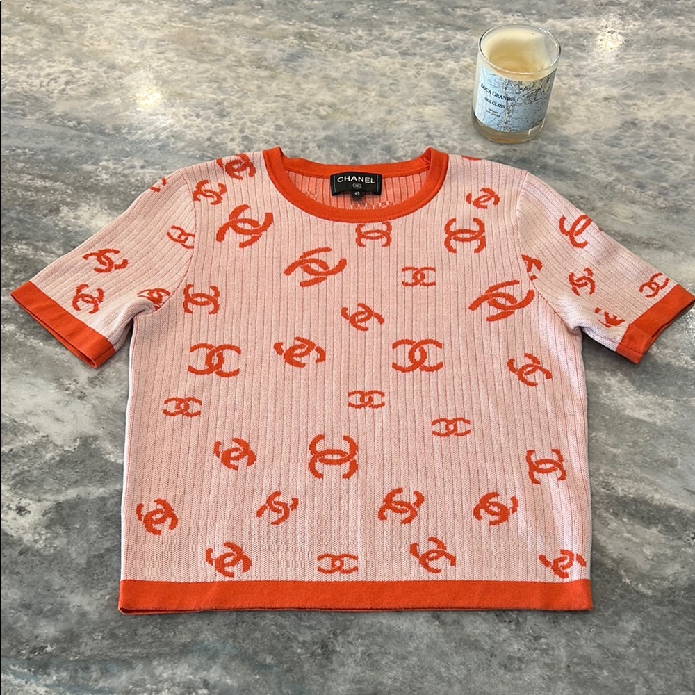 Chanel Pink and Orange knit tee shirt